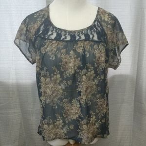 Mudd Sheer Floral Top XL